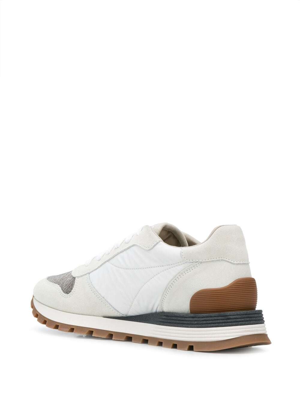 Brunello Cucinelli Womans Leather Sneakers With Monile Detail White