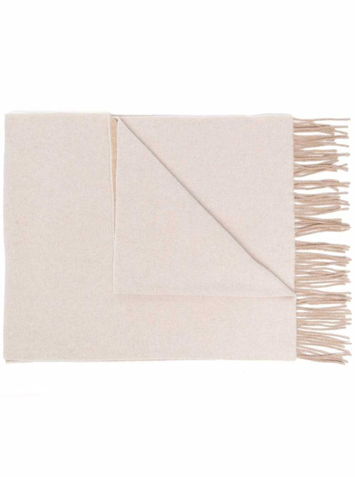 Beige Wool Scarf With Logo White Recycled Scarfs And Foulards