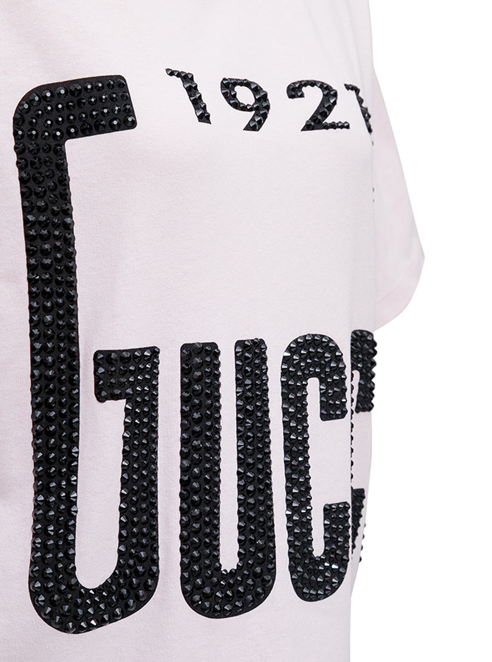 Pink Cotton T-Shirt With Gucci 1921 Studded Print Tshirts And Polo Shirts