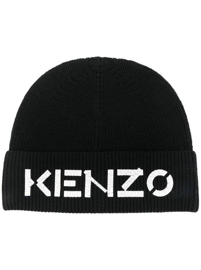 Black Wool Hat With Logo And Gloves