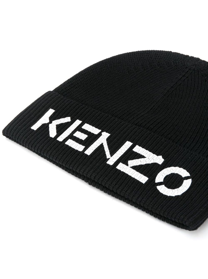 Black Wool Hat With Logo And Gloves