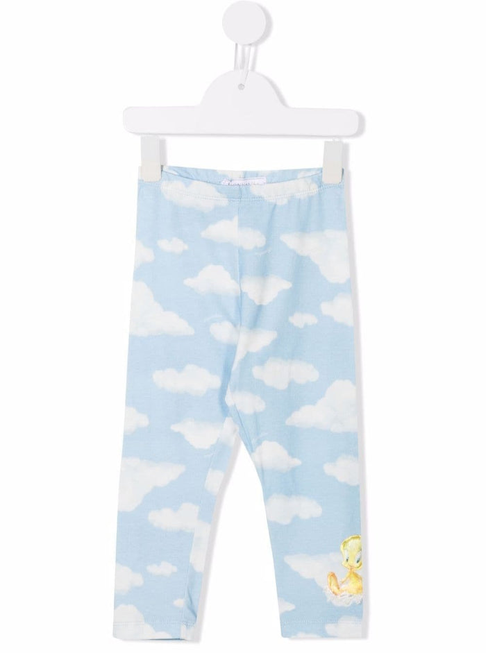 Stretch Cotton Titty Cloud Leggings Light Blue Elastane Trousers