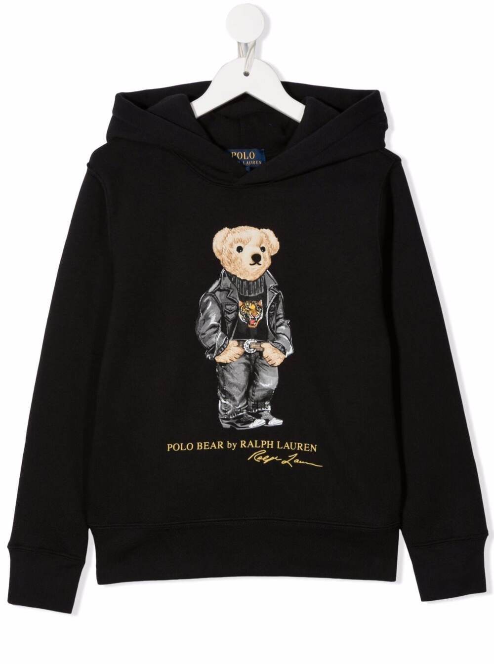 Polo Ralph Lauren Kidss Black Cotton Hoodie With Logo Print Polyester Sweatshirts