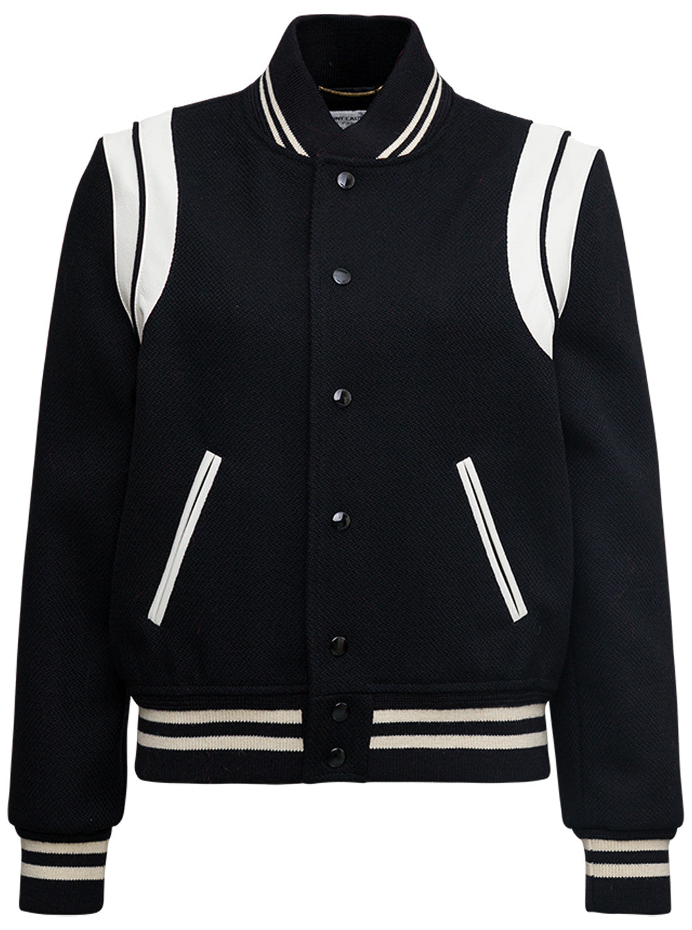 White And Black Wool Teddy Jacket Polyamide