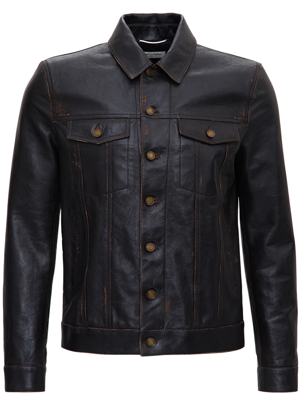 Aged Leather Jacket Brown Calf