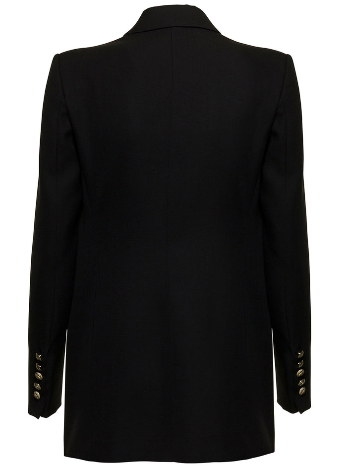 Seafarer Woman Double-Breasted Black Wool Betty Virgin Silk Linen Blazers