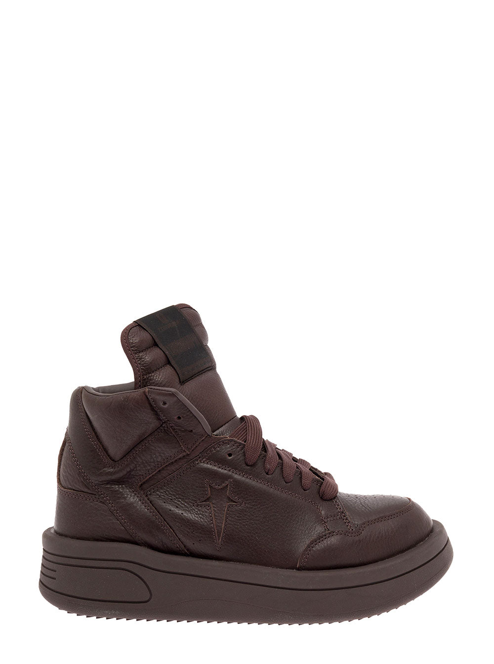 Converse X Darkshdw Mans Brown Leather High Top Turboxpn Sneakers Cow