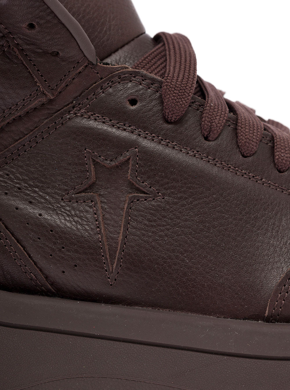 Converse X Darkshdw Mans Brown Leather High Top Turboxpn Sneakers Cow