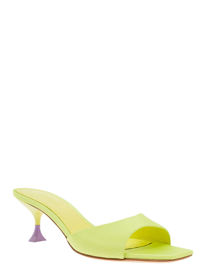 Kimi Lime Green Sandals With Contrasting Enamelled Heel Viscose Woman Yellow Heels