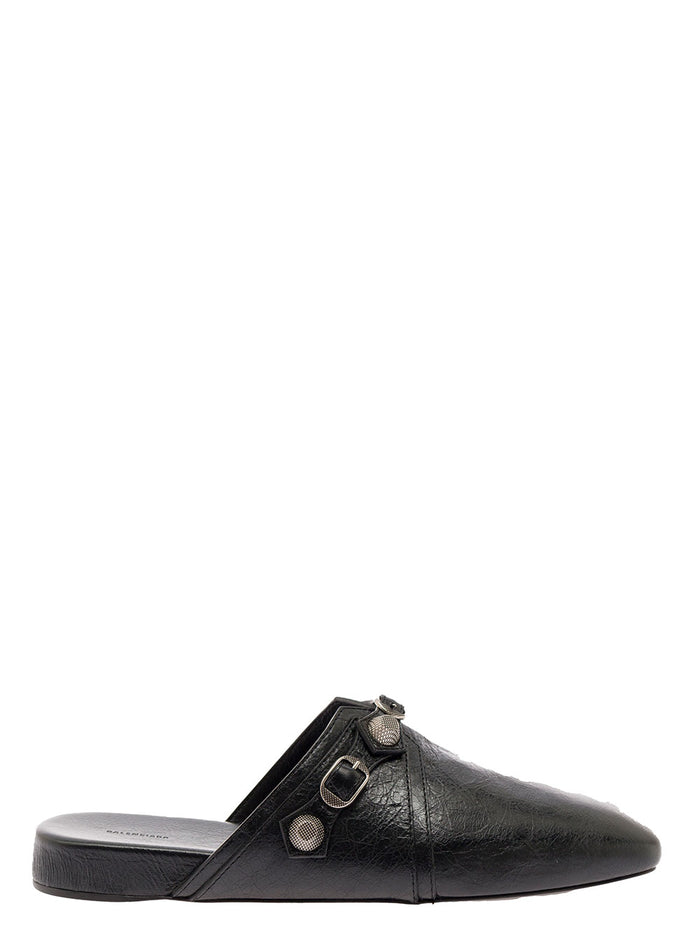 Cagole Black Mule Flat With Studs Leather Man Lamb Shoes