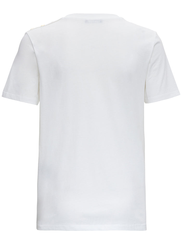 White Organic Cotton T-Shirt With Logo Balmain Woman Tshirts And Polo Shirts