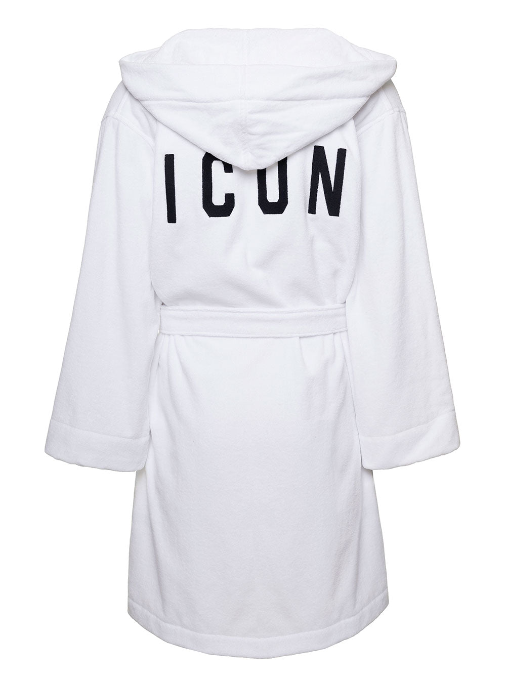White Hooded Bathrobe With Embroidered Logo Cotton Bathrobes
