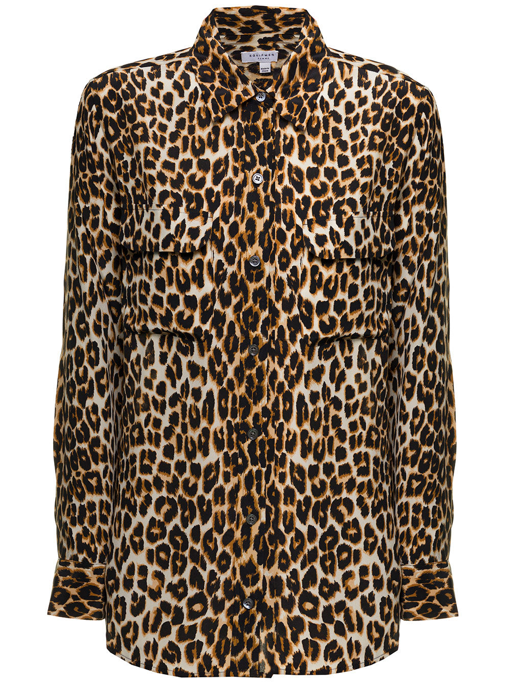 Equipment Womans Animalier Silk Shirt Brown And Blouses