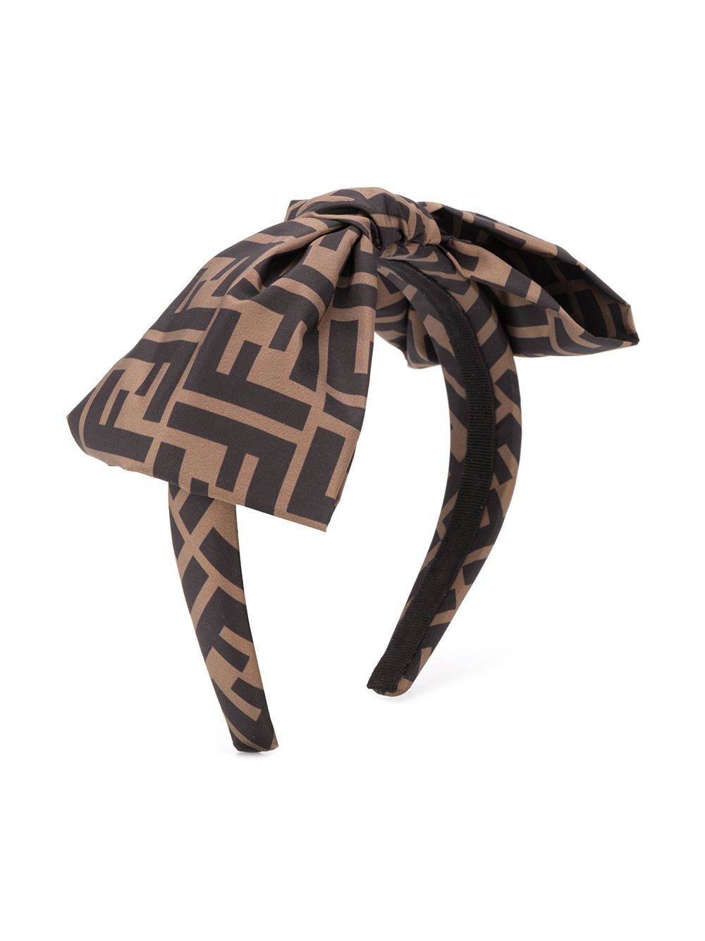 Brown And Black Hairband With All-Over Ff Motif Bow Nylon Girl Polyester Hair Accessories