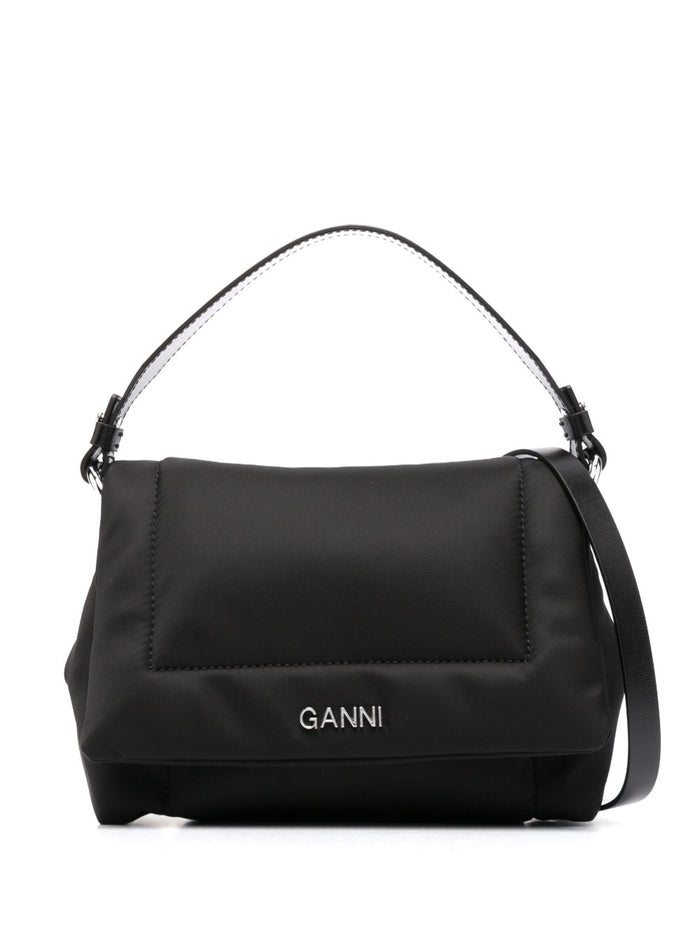 Black Small Pillow Bag With Logo Polyamide Woman Crossbody
