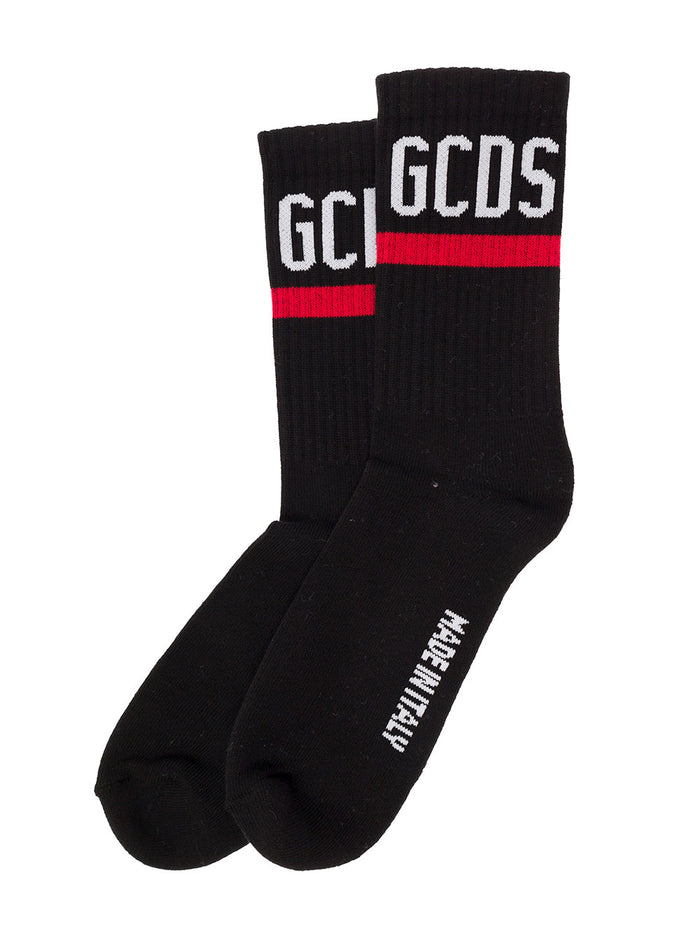 Black Socks Terry Cloth With Logo And Contrasting Details Gcds Woman Cotton Nylon Lyocell Underwear