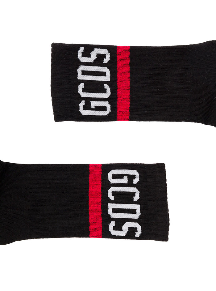 Black Socks Terry Cloth With Logo And Contrasting Details Gcds Woman Cotton Nylon Lyocell Underwear