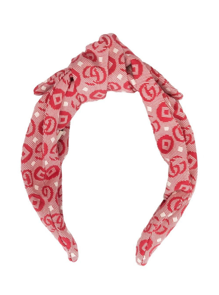 Pink Childrens Headband With Double G Logo All-Over Cotton Girl Polyester Hair Accessories