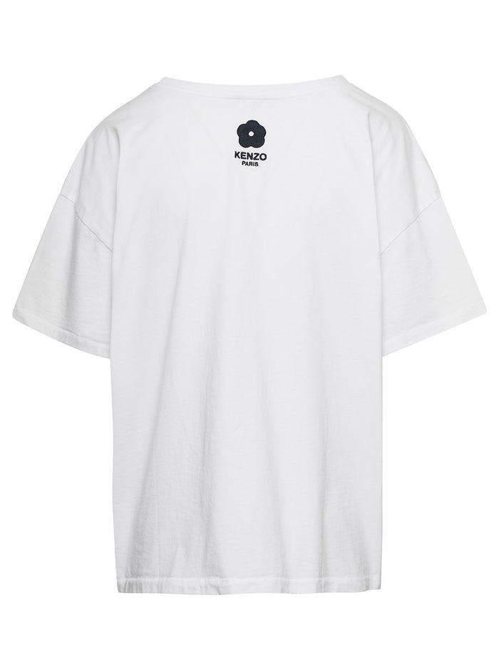 White Oversize T-Shirt With Elephant And Logo On The Chest Cotton Woman Tshirts Polo Shirts