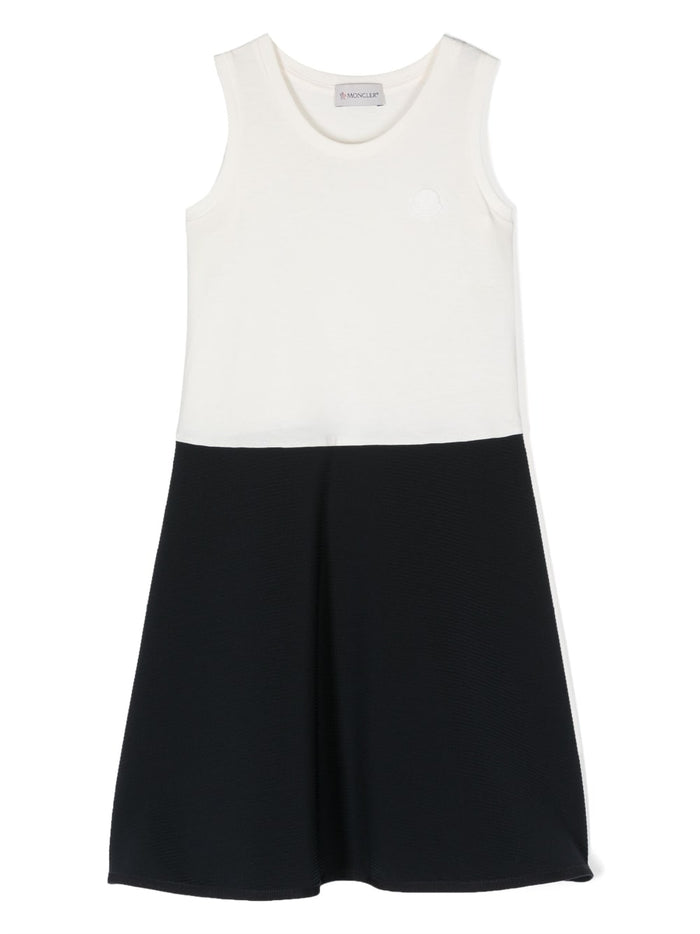 White And Black Sleeveless Dress Cotton Girl White/black