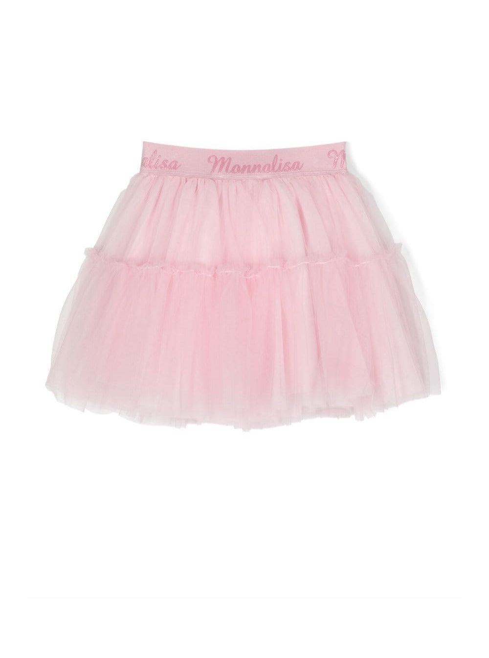 Pink Mini-Skirt With Branded Elastic Waistband Tulle Girl Poliammide