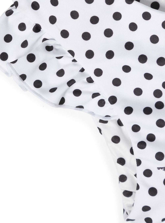 White Polka-Dots Two-Piece Swimsuit With Mice Print Stretch Fabric Girl Polyester Elastan Beachwear