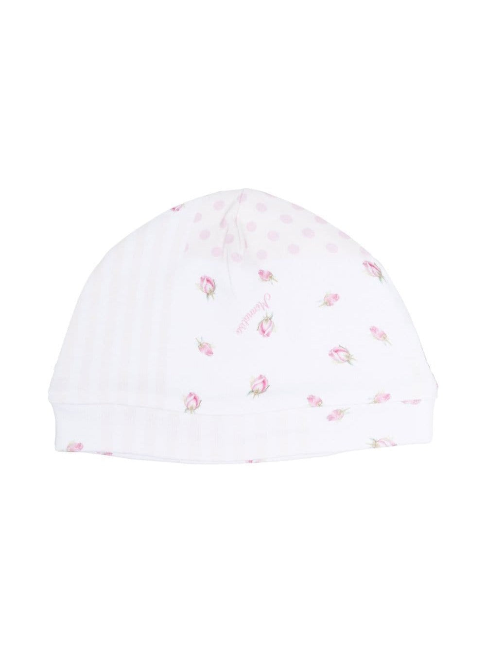 Pink And White Bonnet With Mixed Prints Cotton Baby Hats Gloves