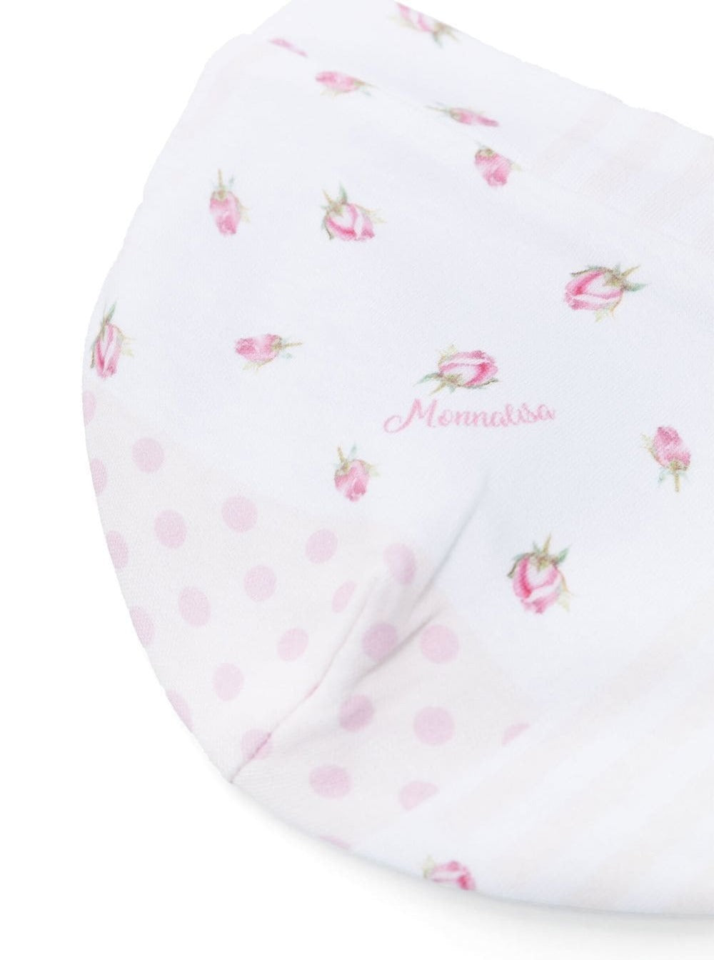 Pink And White Bonnet With Mixed Prints Cotton Baby Hats Gloves