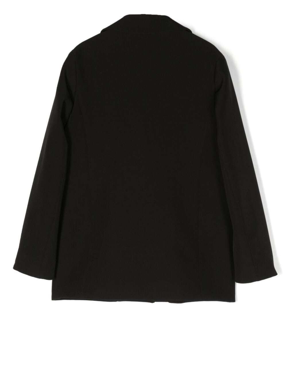 Black Single-Breasted Jacket With Logo Patch Stretch Polyester Girl Elastan Blazers