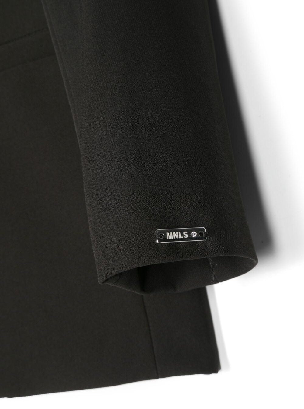 Black Single-Breasted Jacket With Logo Patch Stretch Polyester Girl Elastan Blazers