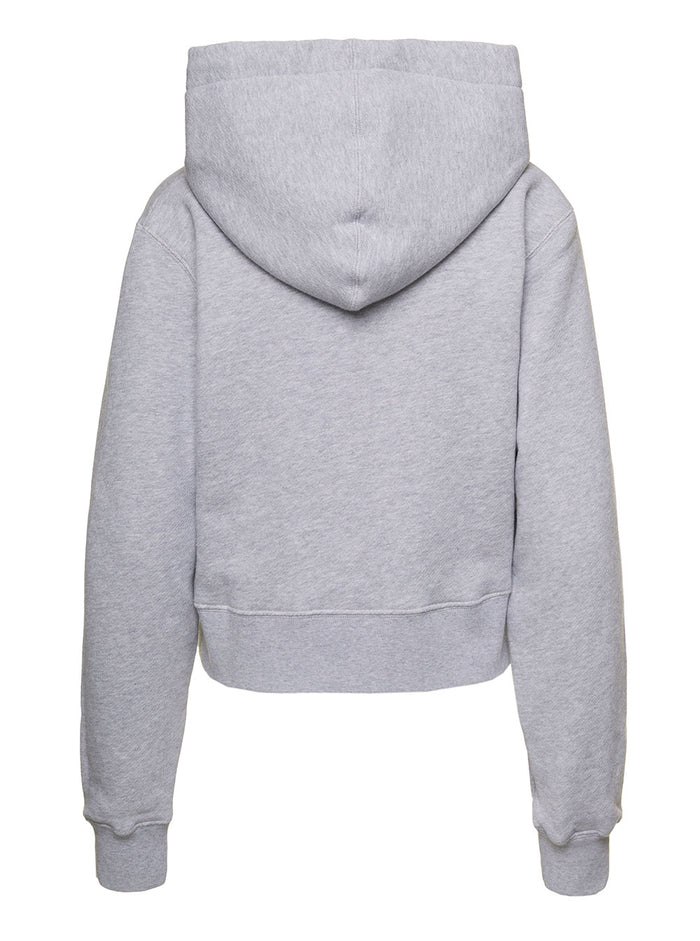 Grey College Hoodie Cotton Woman Palm Angels Sweatshirts