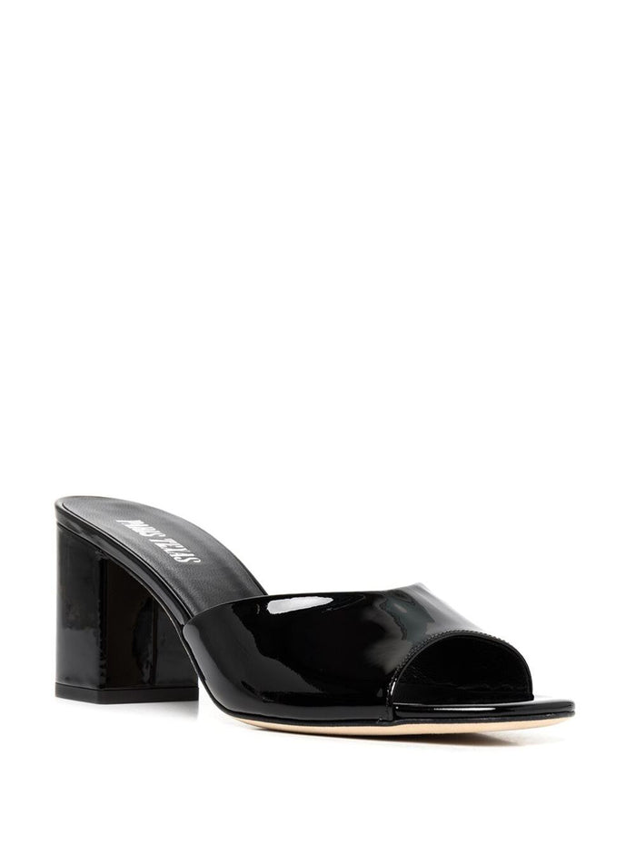 Anja Black Mules With Block Heel Patent Leather Woman Bos Taurus Heels