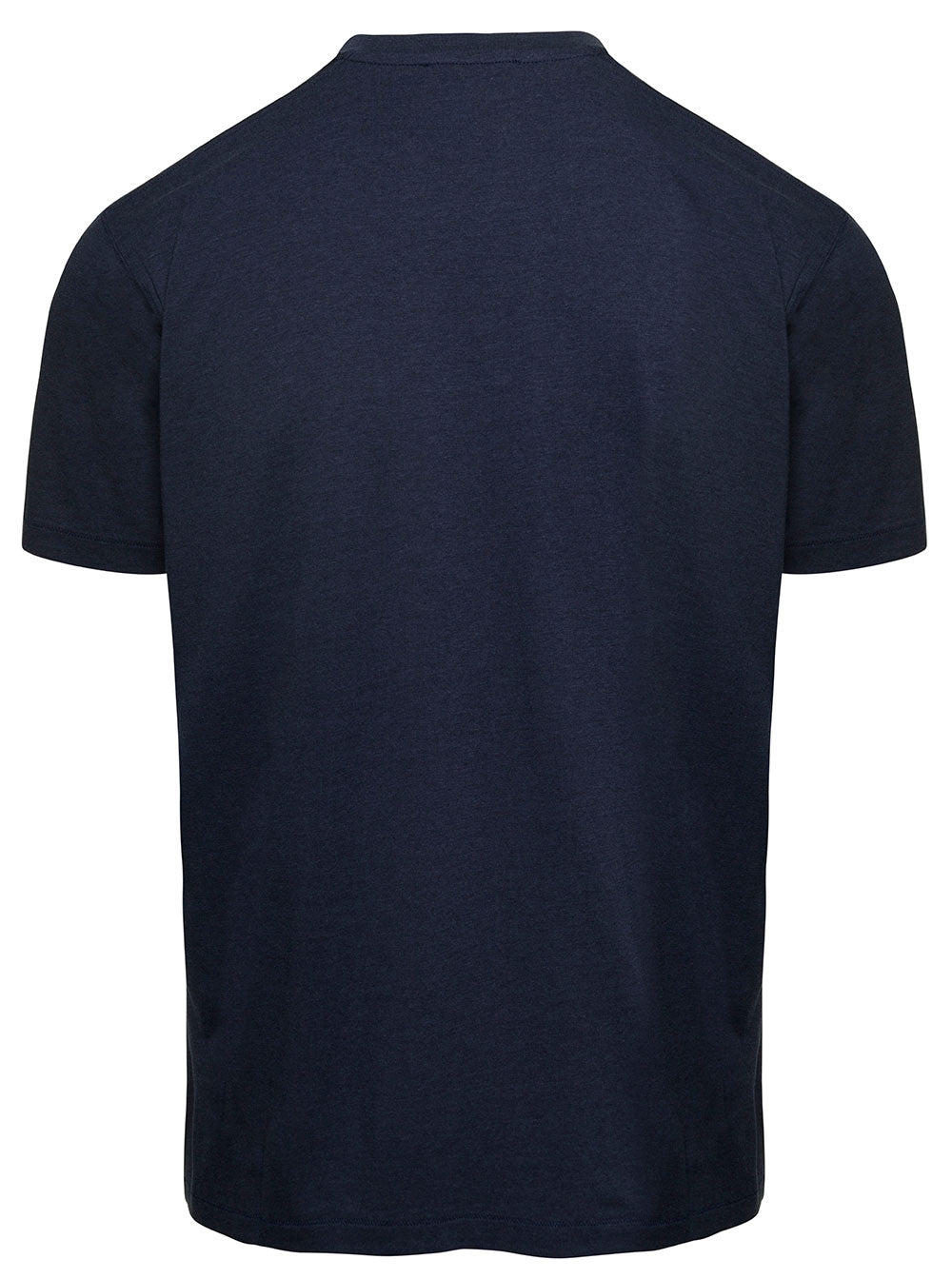 Blue Crew Neck T-Shirt With Embroidered Logo Cotton Blend Man Blu Lyocell Tshirts And Polo Shirts