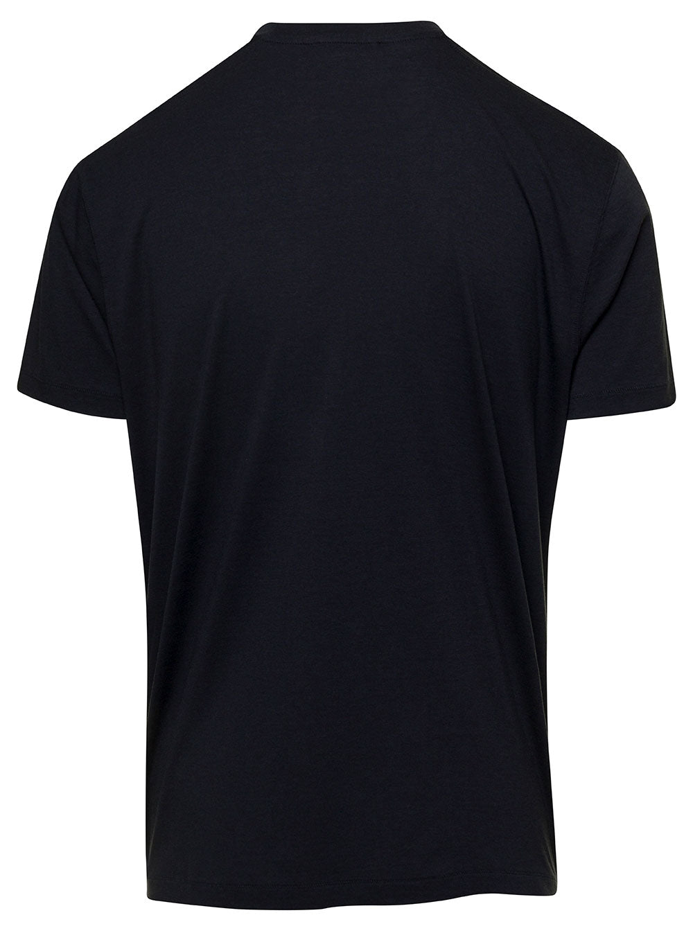 Black Basic Crewneck T-Shirt With Tonal Stitching Cotton Blend Man Lyocell Tshirts And Polo Shirts