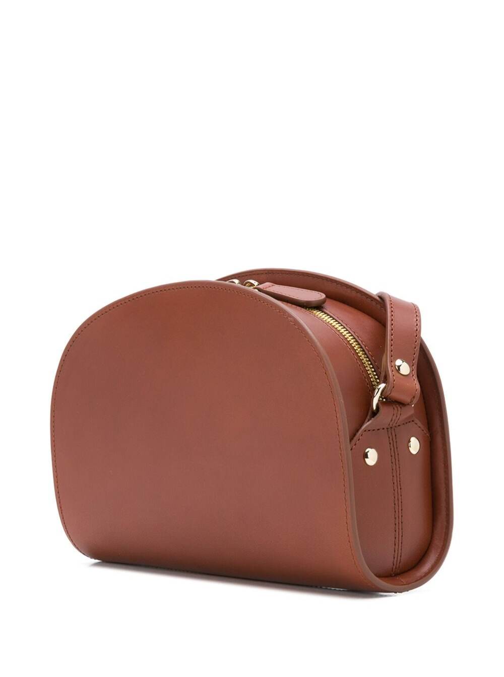 A.p.c. Womans Sac Demi Lune Brown Leather Crossbody Bag Cow