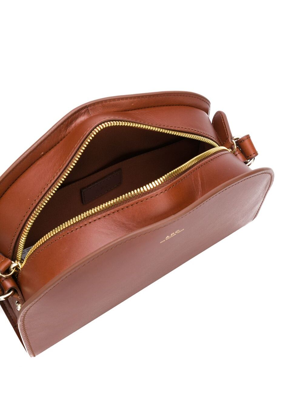 A.p.c. Womans Sac Demi Lune Brown Leather Crossbody Bag Cow