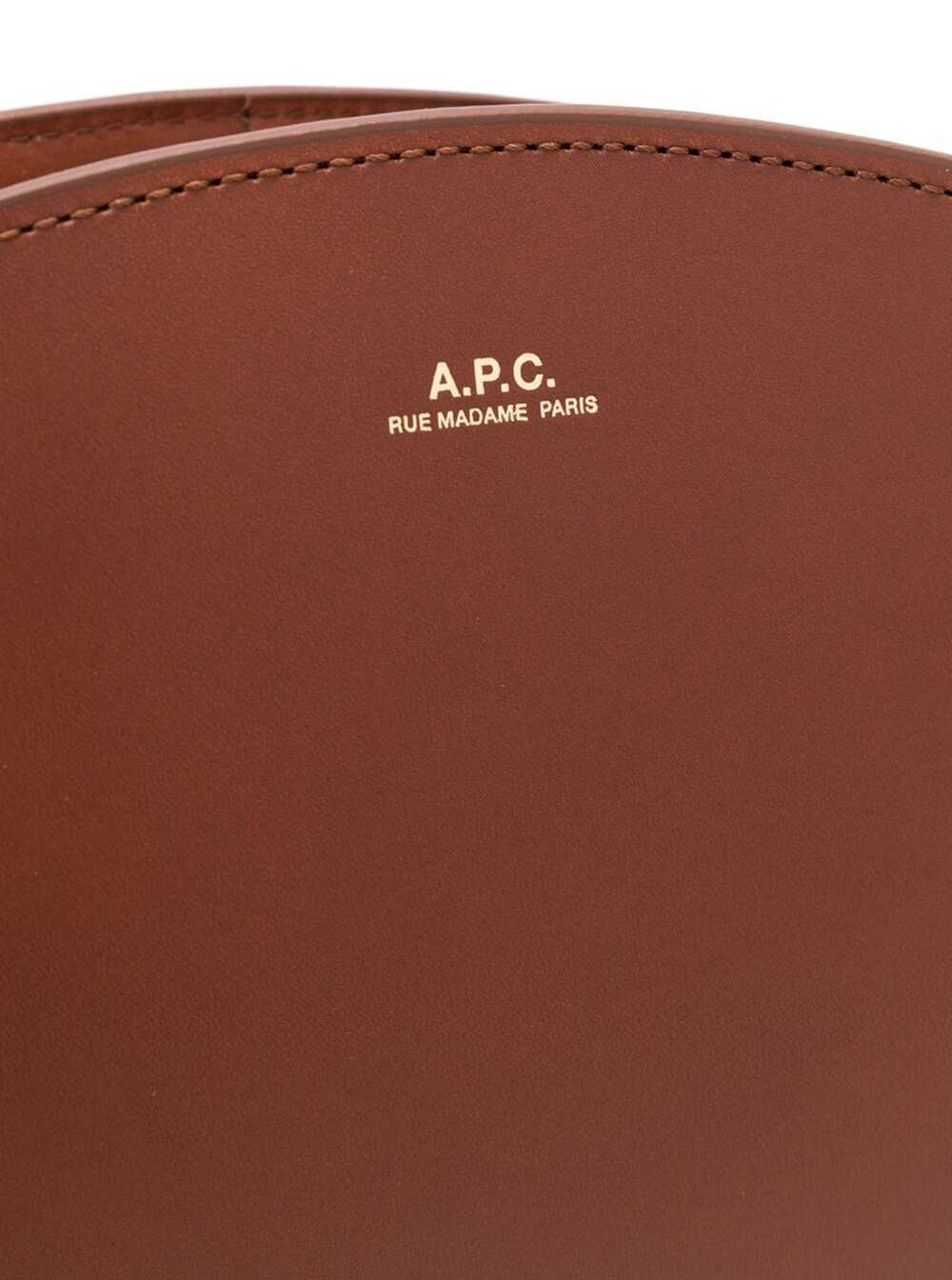 A.p.c. Womans Sac Demi Lune Brown Leather Crossbody Bag Cow