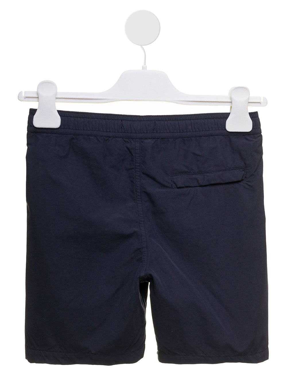 Stone Island Kids Boys Blue Nylon Shorts With Logo Blu Polyamide And Bermuda