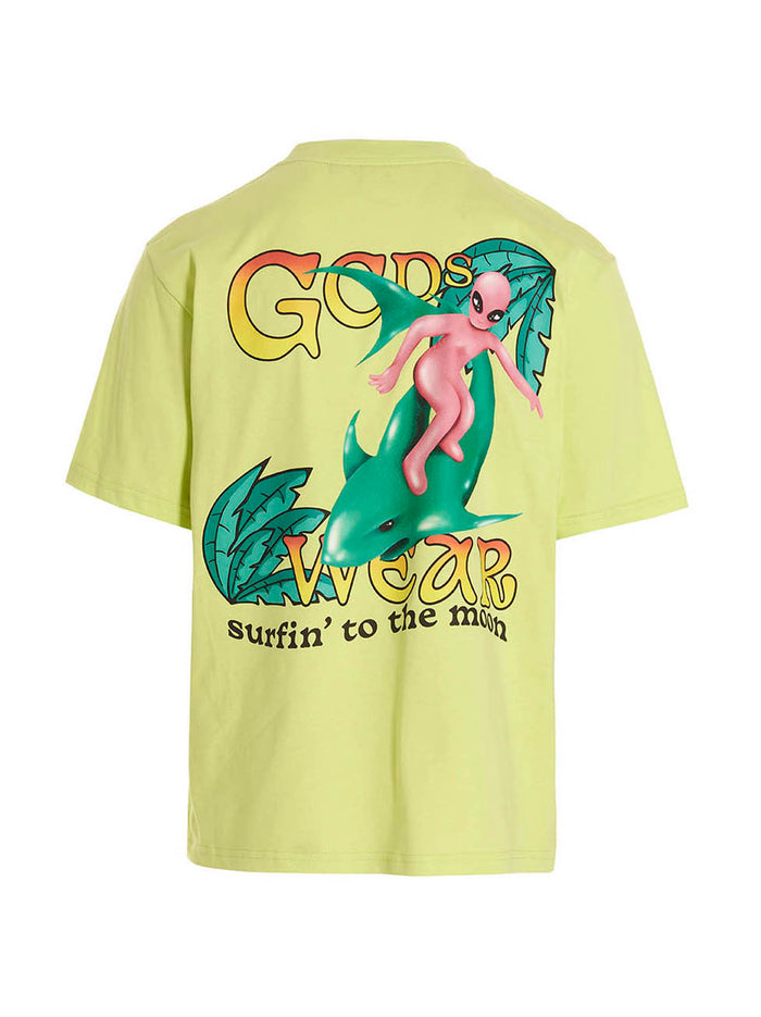 T-shirt Surfing Weirdo Green Cotton