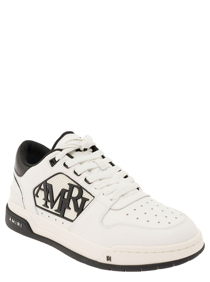White Low Top Sneakers With Contrasting Logo Lettering Cotton Man