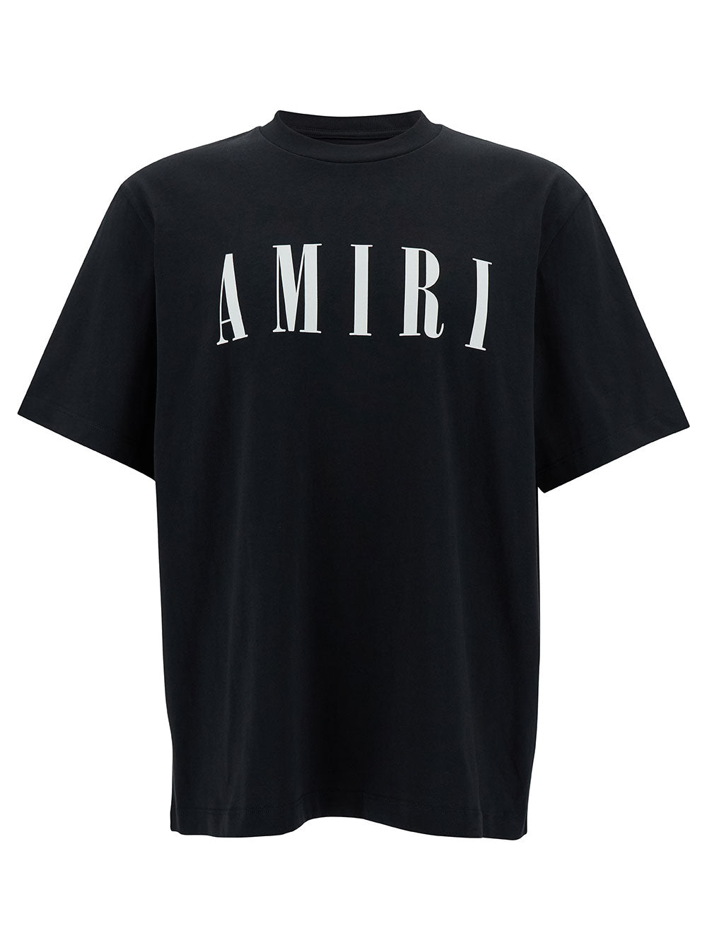 Black T-Shirt With Contrasting Logo Print Cotton Man Tshirts And Polo Shirts