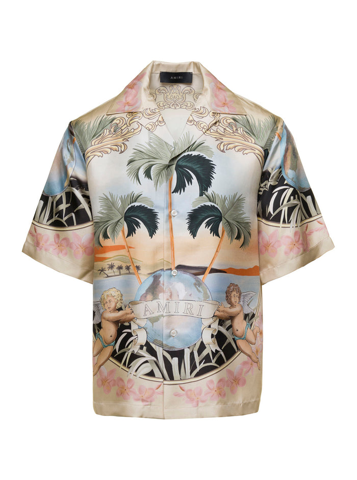 Multicolor Printed Shirt Silk Man Twill And Blouses