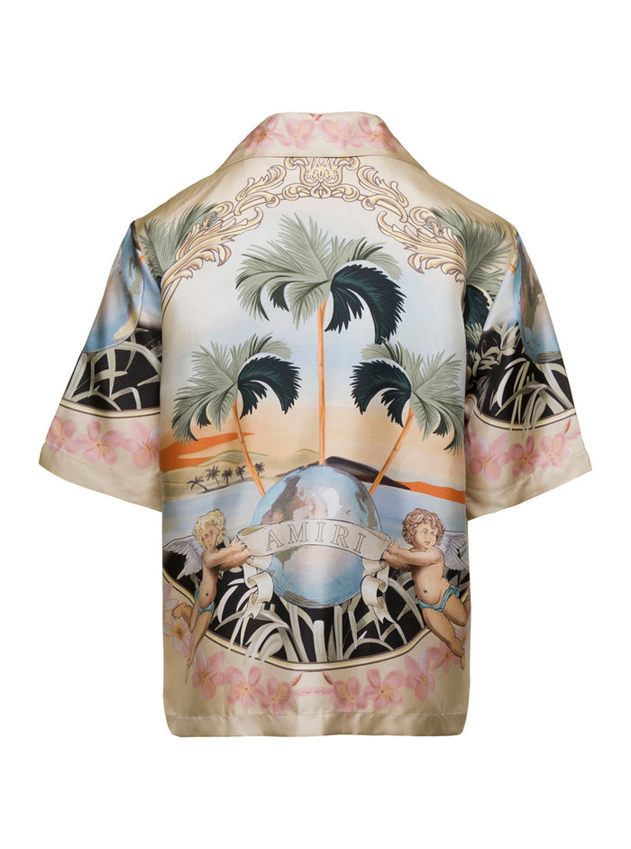 Multicolor Printed Shirt Silk Man Twill And Blouses