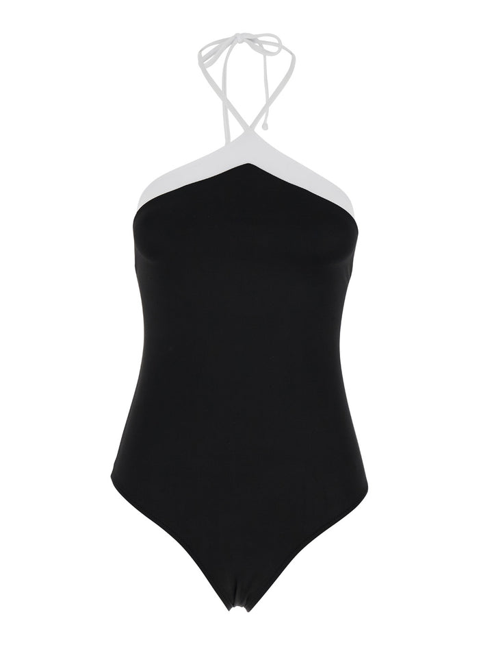 Black And White Charlie Swimsuit Techno Fabric Stretch Woman Polyamid Elastan Beachwear