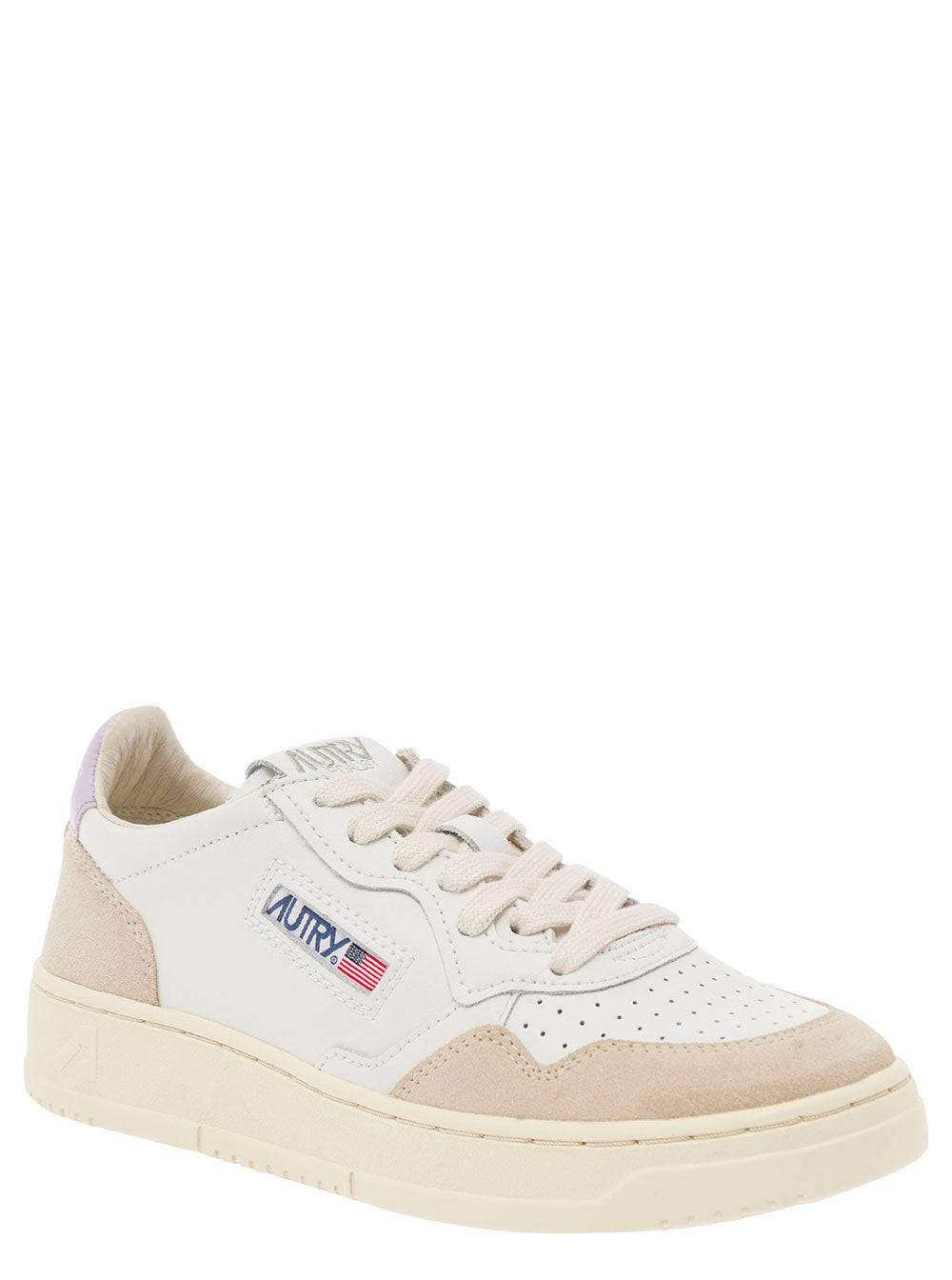 Medalist White Low Top Sneakers With Blue Suede Details Leather Woman Cow Nylon