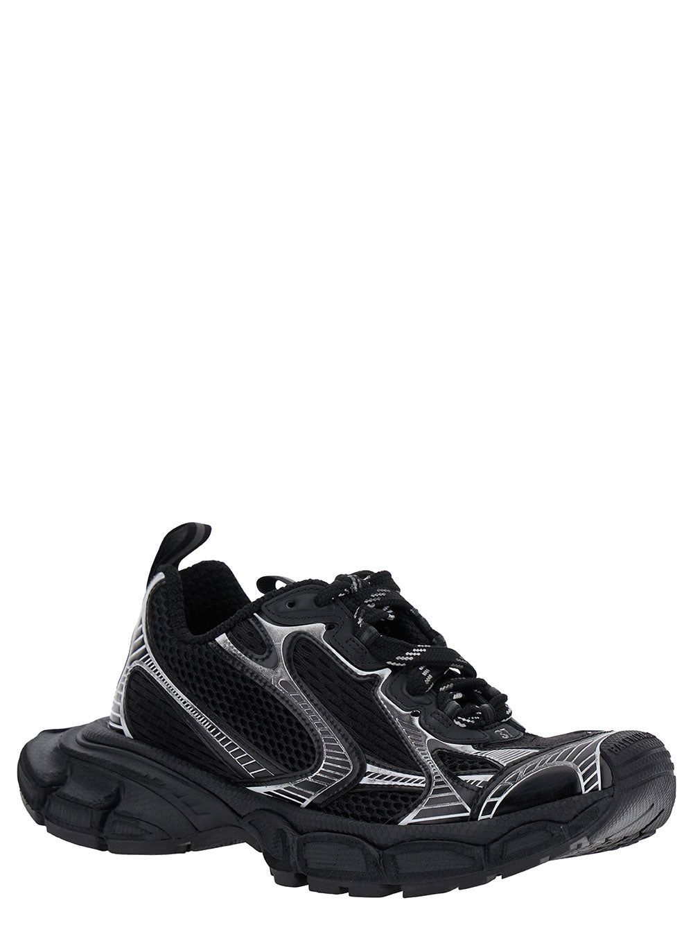 3xl Black Low Top Sneakers With Logo Detail Tech Fabric Woman Polyurethane Polyester