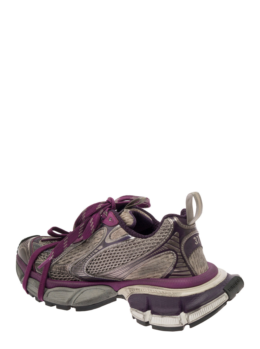 3xl Grey And Purple Low Top Sneakers With Logo Detail Mesh Polyurethane Woman Violet Polyester