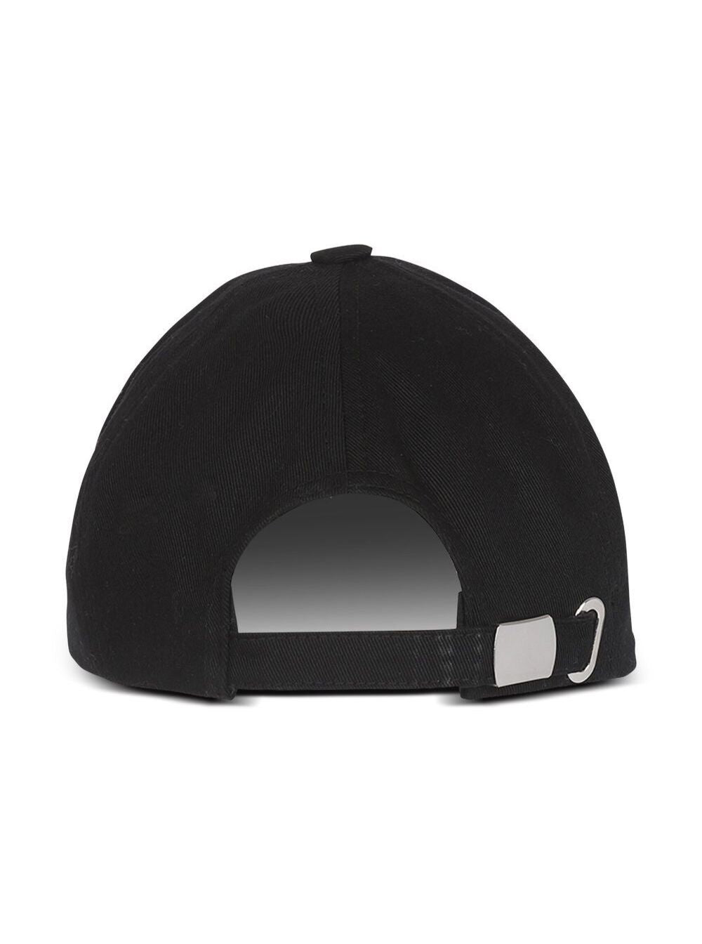 Black Baseball Cap With Contrasting Logo Cotton Woman Hats And Gloves