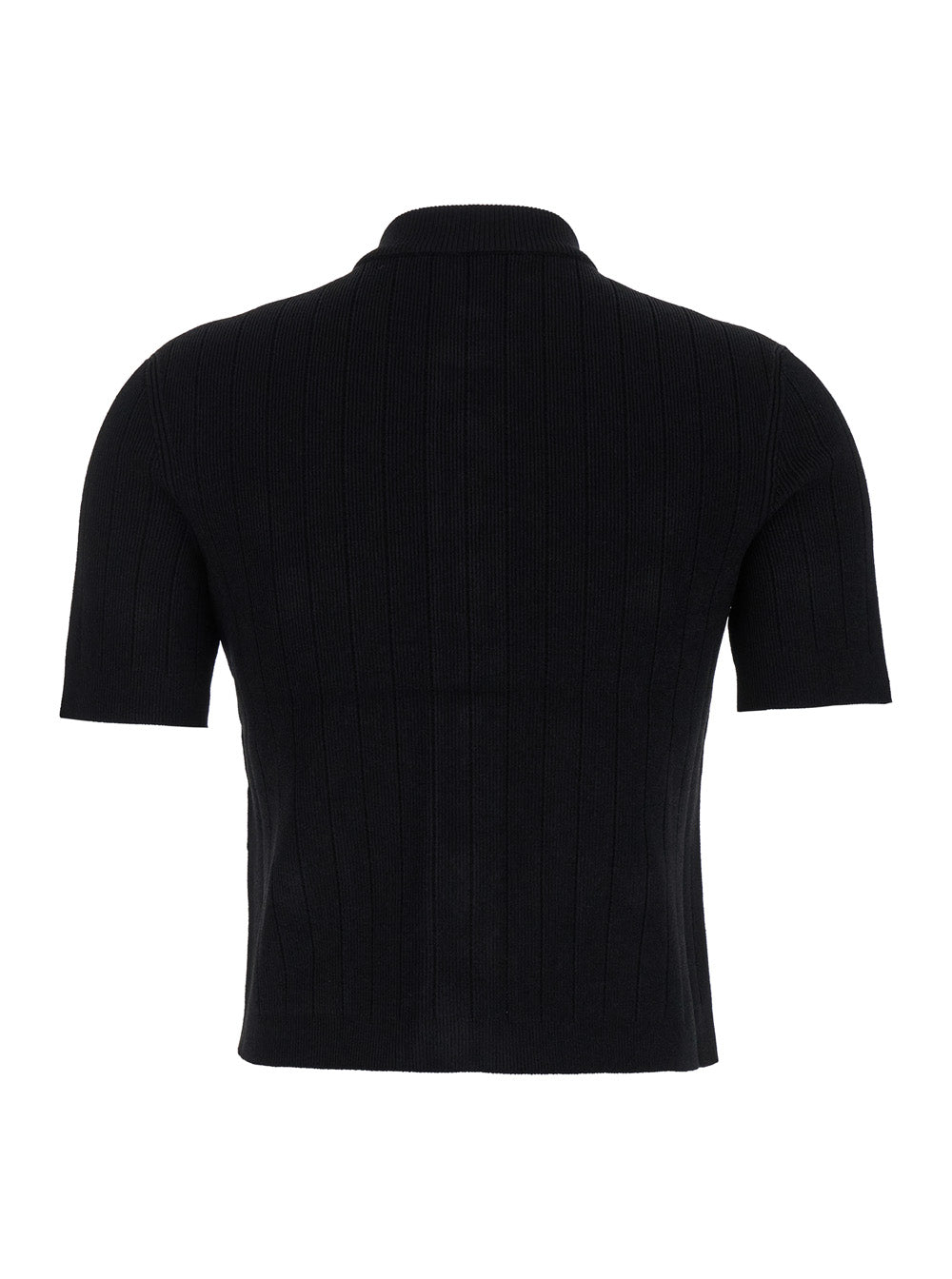 Ss 4 Pkts Buttoned Knit Short Cardigan Black Viscose Polyester Tops