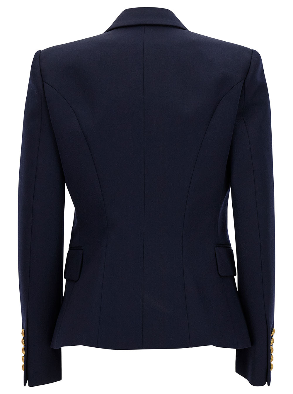 Blue Double-Breasted Jacket With Jewel Buttons Wool Woman Blu Virgin Blazers